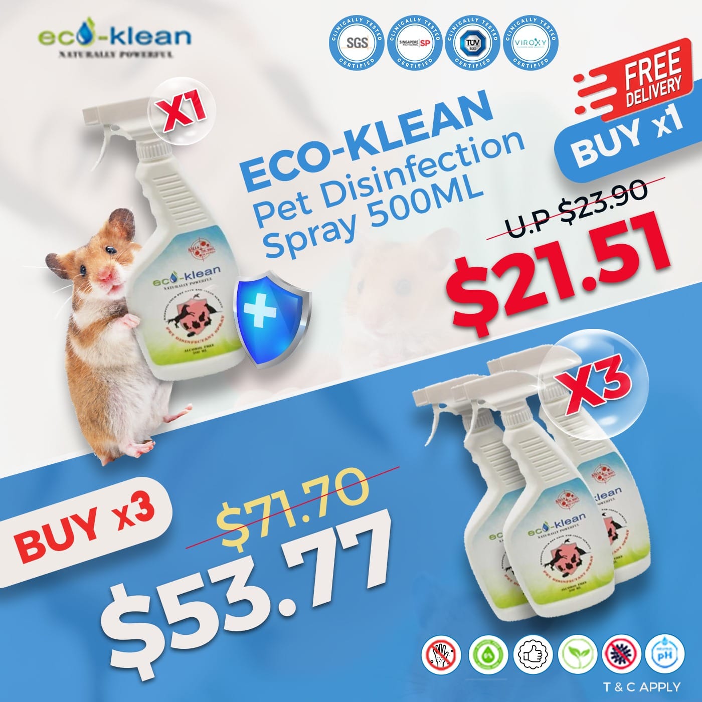 Eco-Klean Pet Disinfectant Spray 500ml Promotion